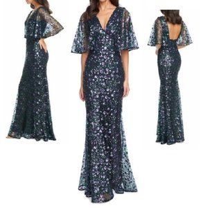 NWT $348 DRESS THE POPULATION SEQUIN EMBELLISHED FULL LENGTH GOWN DRESS